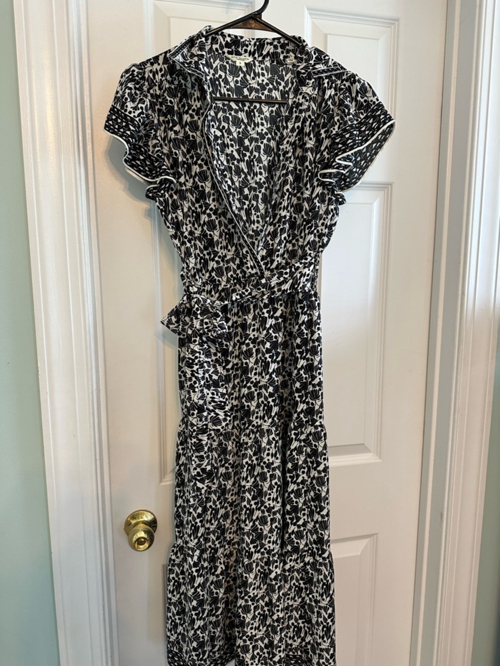 Max Studio Black & White Floral Wrap Maxi Dress